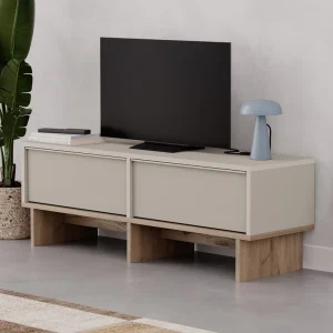 Έπιπλο τηλεόρασης Yuki Megapap χρώμα sandstone - sepet oak 118x35x40,6εκ.