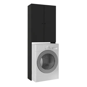 Έπιπλο πλυντηρίου Romme Megapap χρώμα μαύρο 65x27,1x180εκ.