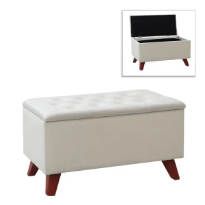 Σκαμπώ - Ταμπουρέ Lotus Megapap βελούδινο χρώμα κρεμ 90x40x50εκ.