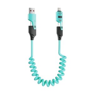 Καλώδιο φόρτισης & data σπιράλ - 4in1 - Fast Charge - X204 - 27-65W - 102048 - Blue