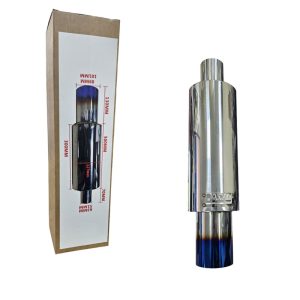 <p data-start="85" data-end="485">Το τελικό καζανάκι εξάτμισης προσφέρει εντυπωσιακή εμφάνιση και βελτιωμένη ηχητική απόδοση στο όχημά σας. Η κομψή μεταλλική επιφάνεια και το μπλε καμένο φινίρισμα στο στόμιο δίνουν σπορ χαρακτήρα και ανανεώνουν την αισθητική της εξάτμισης.</p>