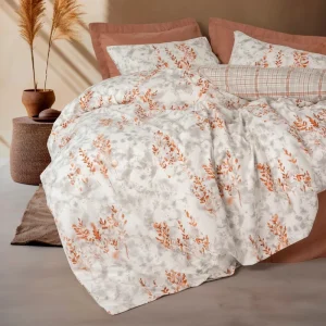 Σετ παπλωματοθήκη Lamina Cotton Box 4 τμχ Διπλή (200x220) χρώμα cinnamon