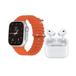 Σετ Smartwatch με ασύρματα ακουστικά Bluetooth & 7 λουράκια - T2000 UItra - 814130 - Orange