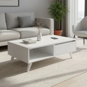 Τραπεζάκι σαλονιού Aster Megapap χρώμα λευκό 120x56x40εκ.