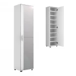 Ντουλάπα ρούχων - παπουτσοθήκη Visla Megapap μονόφυλλη με καθρέπτη χρώμα λευκό 45x36x187εκ.