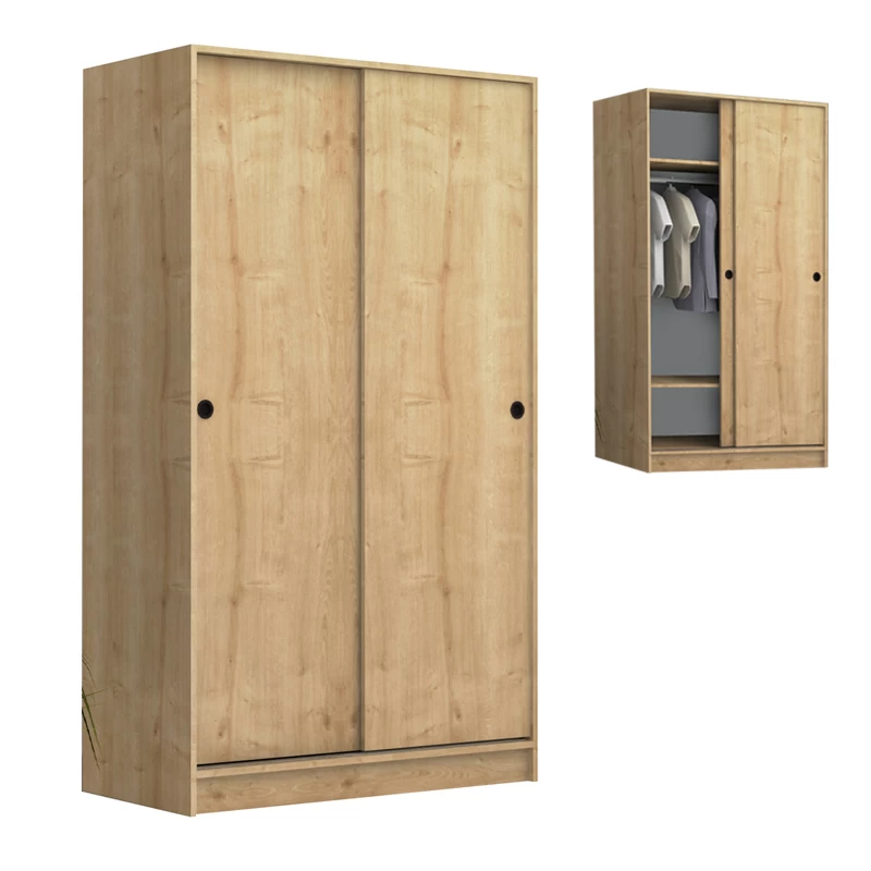 Ντουλάπα ρούχων Regio Megapap δίφυλλη συρόμενη χρώμα φυσικό οξιάς 100x60x181εκ.