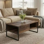 Τραπεζάκι σαλονιού Lawrence Megapap χρώμα καπνιστή καρυδιά 105x60x46εκ.