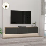 Έπιπλο τηλεόρασης επιτοίχιο Damla Megapap με LED χρώμα sapphire oak - ανθρακί 180x29,5x29,5εκ.