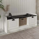 Παπουτσοθήκη Rayne Megapap χρώμα λευκό - μαύρο εφέ μαρμάρου 120x40x45εκ.