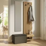 Έπιπλο εισόδου Dumont Megapap χρώμα ανθρακί - sepet oak 104,8x35x198εκ.