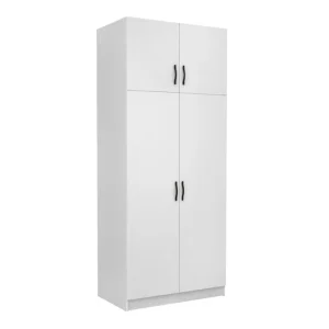 Ντουλάπα ρούχων Victoria Megapap δίφυλλη με πατάρι χρώμα λευκό 100x60x240εκ.