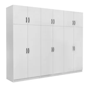 Ντουλάπα ρούχων Victoria Megapap εξάφυλλη με πατάρι χρώμα λευκό 300x60x240εκ.