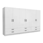 Ντουλάπα ρούχων Victoria Megapap εξάφυλλη με συρτάρια χρώμα λευκό 300x60x181εκ.