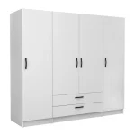 Ντουλάπα ρούχων Victoria Megapap τετράφυλλη με συρτάρια χρώμα λευκό 200x60x181εκ.