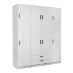 Ντουλάπα ρούχων Victoria Megapap τετράφυλλη με πατάρι και συρτάρια χρώμα λευκό 200x60x240εκ.