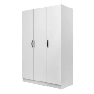 Ντουλάπα ρούχων Vivian Megapap τρίφυλλη χρώμα λευκό 120x51,8x181εκ.