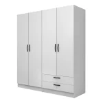 Ντουλάπα ρούχων Vivian Megapap τετράφυλλη με συρτάρια χρώμα λευκό 160x51,8x181εκ.