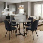 Σετ τραπεζαρία 5τμχ Rubes - Christy Megapap χρώμα γκρι σκυροδέματος - ανθρακί Ø100x78εκ.