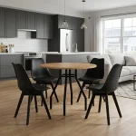 Σετ τραπεζαρία 5τμχ Roma - Viva Megapap χρώμα pine oak - μαύρο Ø80x75εκ.