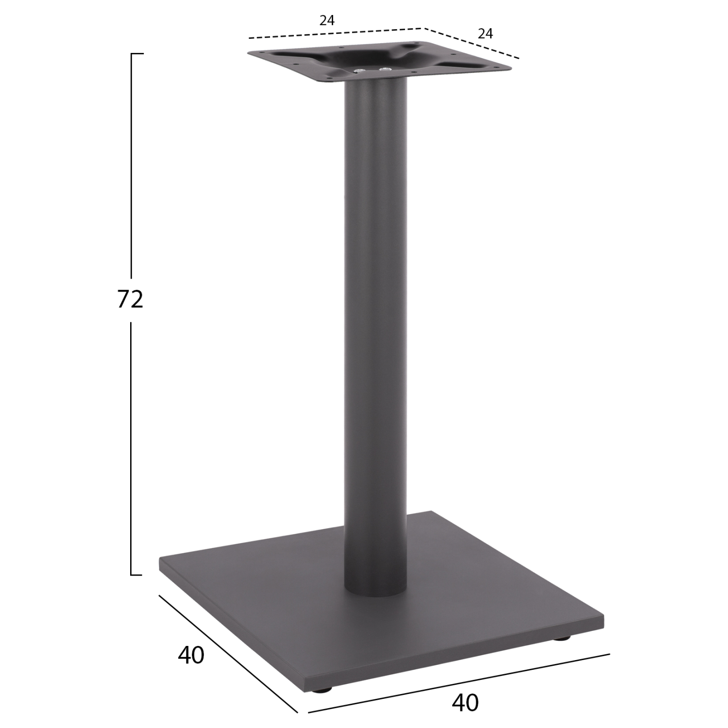 ΒΑΣΗ ΜΕΤΑΛΛΙΚΗ ΓΚΡΙ 40X40X72Υεκ. ΜΕ ΡΕΓΟΥΛΑΤΟΡΟΥΣ FB9421.20 - Image 2