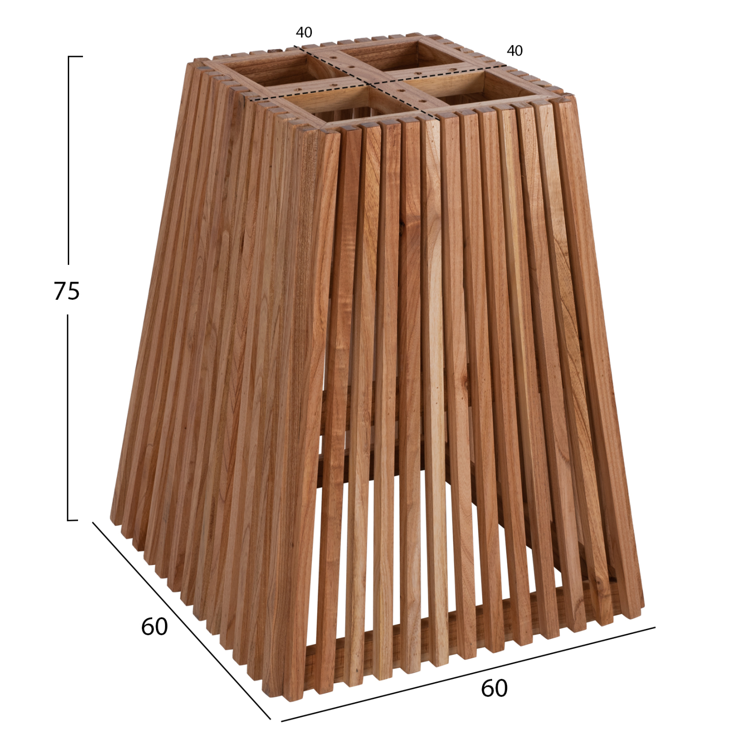 ΒΑΣΗ ΤΡΑΠΕΖΙΟΥ ΕΣΩΤ.ΧΩΡΟΥ ΤΕΤΡΑΓΩΝΗ FB99460.01 ΞΥΛΟ MINDI ΣΕ ΦΥΣΙΚΟ 60x60x75Y εκ. - Image 2