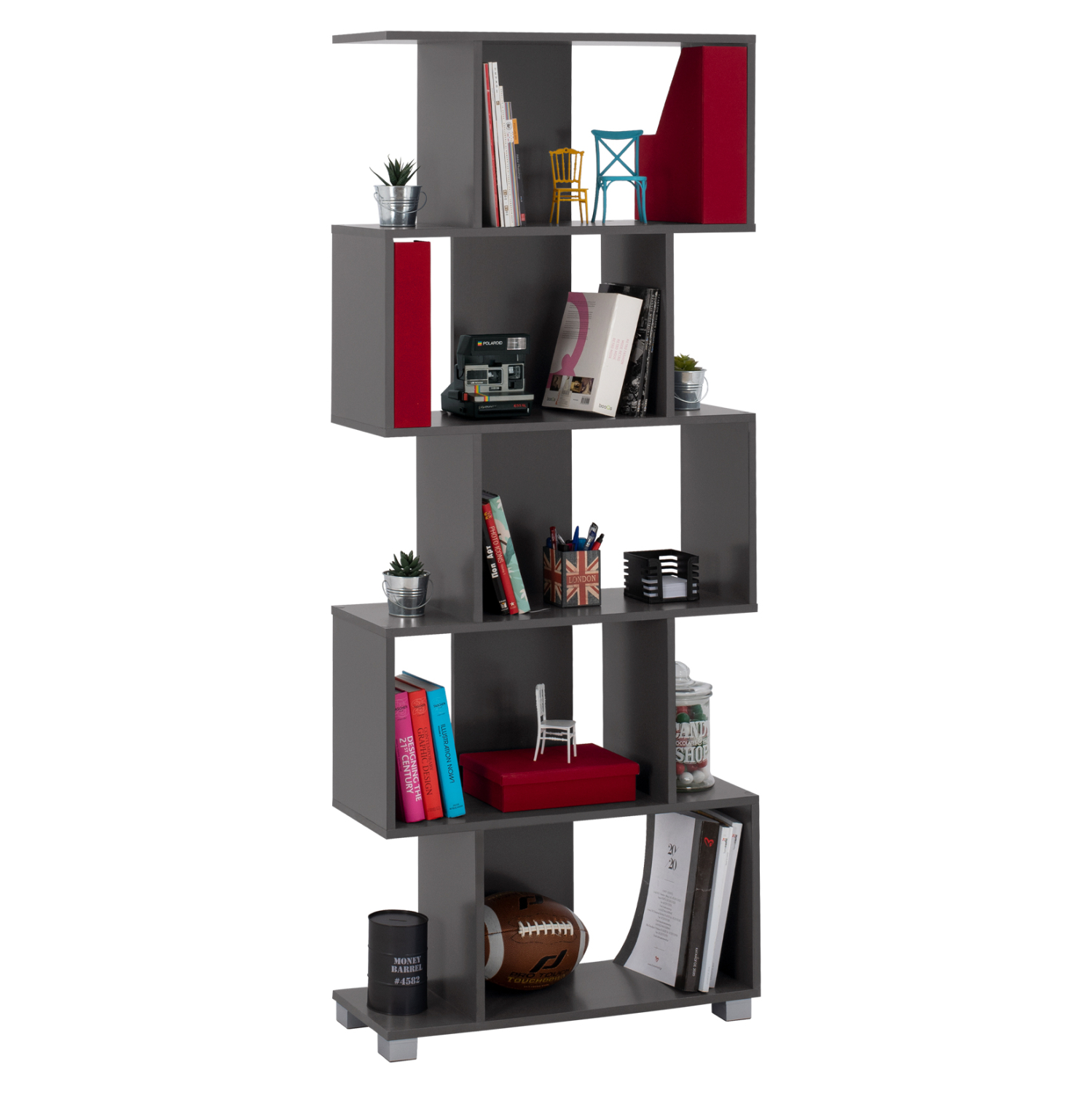 ΒΙΒΛΙΟΘΗΚΗ ΜΕΛΑΜΙΝΗΣ FB92385.10 ΓΚΡΙ 70x25x177Υ εκ.