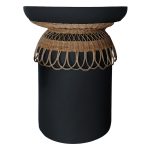 ΒΟΗΘΗΤΙΚΟ ΤΡΑΠΕΖΙ FB918159.01 FIBER CEMENT ΜΑΥΡΟ & RATTAN--Φ60x76