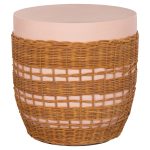 ΒΟΗΘΗΤΙΚΟ ΤΡΑΠΕΖΙ FB918166 FIBER CEMENT ΡΟΖ-RATTAN ΦΥΣΙΚΟ Φ44.5x45Υεκ.