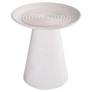 ΒΟΗΘΗΤΙΚΟ ΤΡΑΠΕΖΙ ΣΤΡΟΓΓΥΛΟ FB99708 ΜΑΣΙΦ ΞΥΛΟ MANGO ΣΕ ΛΕΥΚΟ Φ45x48Υεκ.