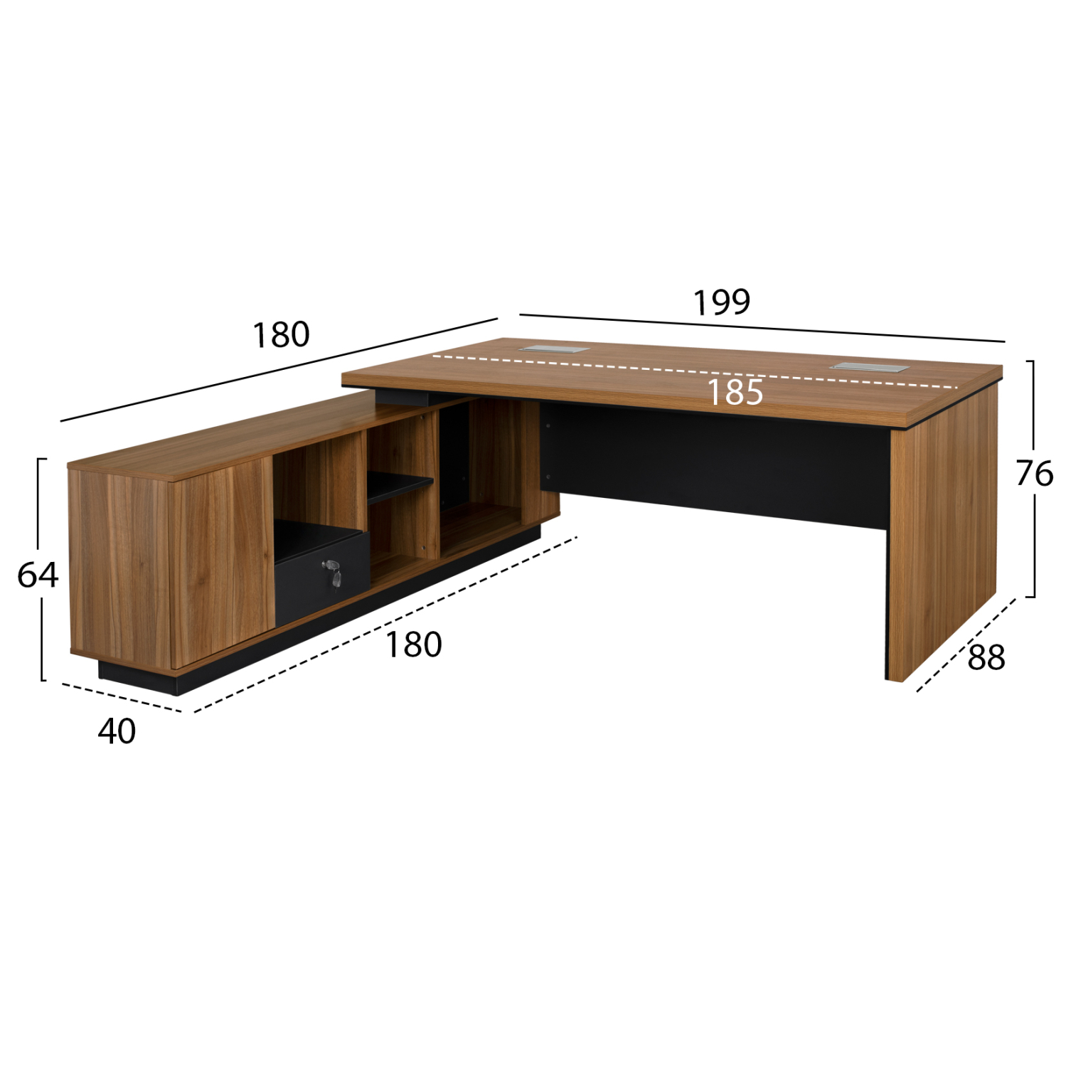 ΓΡΑΦΕΙΟ ΕΠΑΓΓΕΛΜΑΤΙΚΟ ΓΩΝΙΑ ΑΝΑΣΤΡΕΨΙΜΗ 199X180X76 FB92347 - Image 2