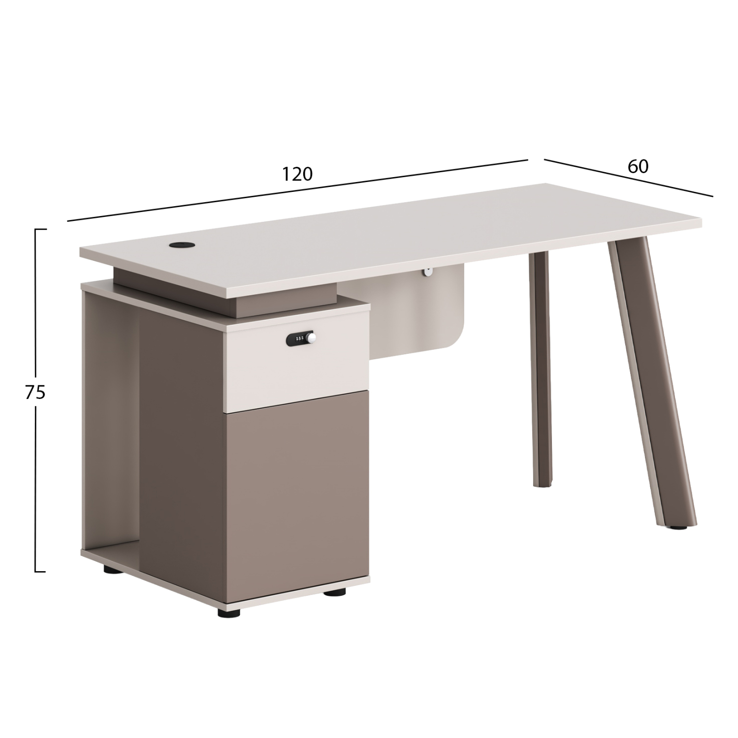 ΓΡΑΦΕΙΟ ΜΕ ΑΡΙΣΤΕΡΟ ΝΤΟΥΛΑΠΙ FB918273L ΜΕΛΑΜΙΝΗ ΕΚΡΟΥ-ΑΝΟΙΧΤΟ ΚΑΦΕ 120x60x75Υεκ - Image 2