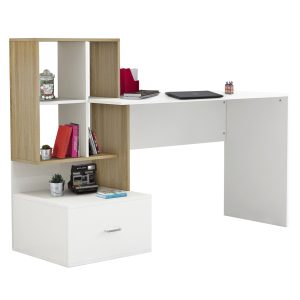 ΓΡΑΦΕΙΟ ΜΕΛΑΜΙΝΗΣ ΜΕ ΒΙΒΛΙΟΘΗΚΗ FB98993.02 ΛΕΥΚΟ SONAMA 149x48x105Y εκ.