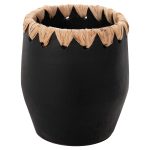 ΔΙΑΚΟΣΜΗΤΙΚΟ ΒΑΖΟ FB94368 ΤΕΡΑΚΟΤΑ ΣΕ ΜΑΥΡΟ ΜΕ ΠΛΕΞΗ ΨΑΘΑΣ ΣΤΟ ΣΤΟΜΙΟ Φ13x16Υεκ.