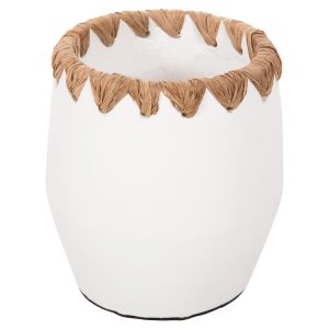 ΔΙΑΚΟΣΜΗΤΙΚΟ ΒΑΖΟ FB94369 ΤΕΡΑΚΟΤΑ ΣΕ ΛΕΥΚΟ ΜΕ ΠΛΕΞΗ ΨΑΘΑΣ ΣΤΟ ΣΤΟΜΙΟ Φ13x16Υεκ.