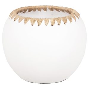 ΔΙΑΚΟΣΜΗΤΙΚΟ ΒΑΖΟ FB94375 ΤΕΡΑΚΟΤΑ ΣΕ ΛΕΥΚΟ ΜΕ ΠΛΕΞΗ ΨΑΘΑΣ ΣΤΟ ΣΤΟΜΙΟ Φ29x23Υεκ.