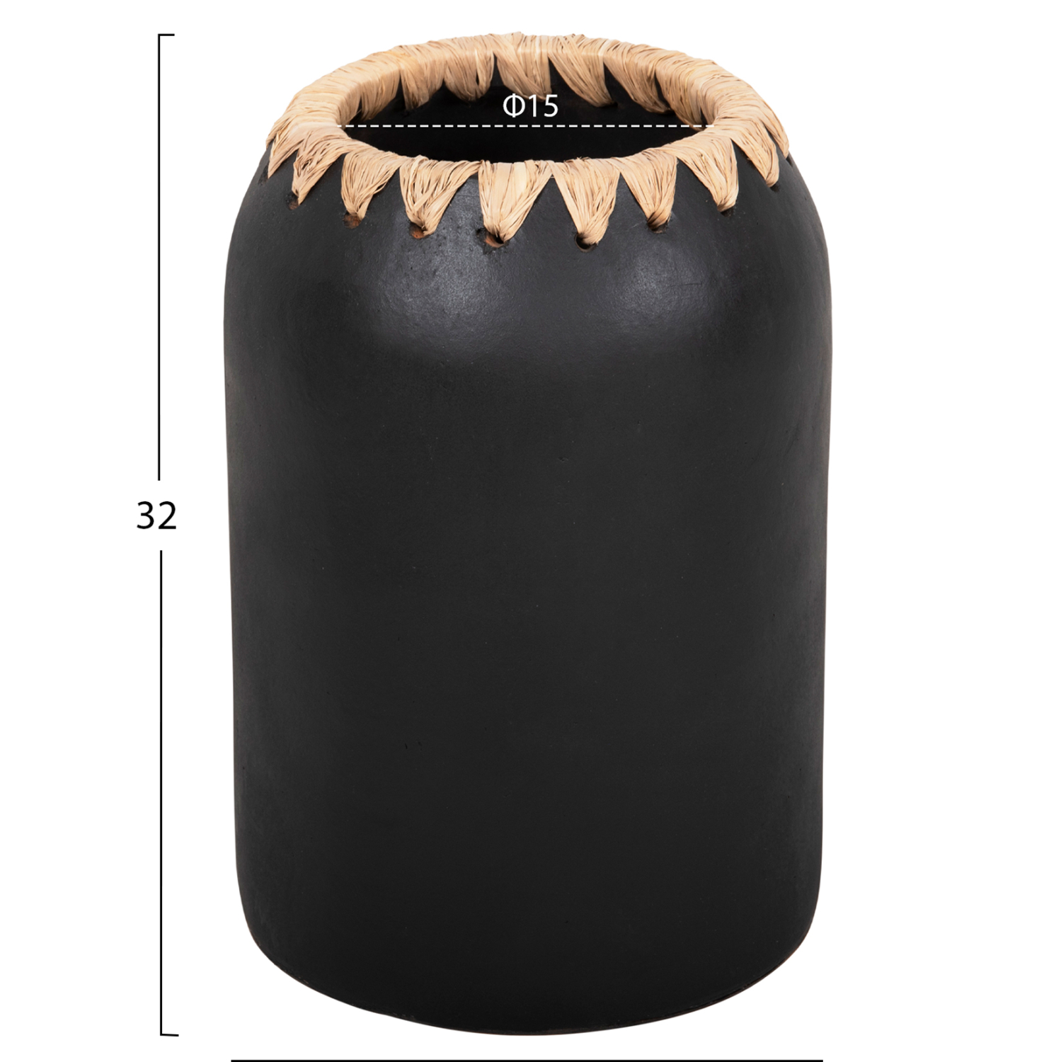 ΔΙΑΚΟΣΜΗΤΙΚΟ ΒΑΖΟ FB94376 ΤΕΡΑΚΟΤΑ ΣΕ ΜΑΥΡΟ ΜΕ ΠΛΕΞΗ ΣΤΟ ΣΤΟΜΙΟ Φ21Χ32εκ. - Image 2