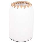 ΔΙΑΚΟΣΜΗΤΙΚΟ ΒΑΖΟ FB94377 ΤΕΡΑΚΟΤΑ ΣΕ ΛΕΥΚΟ ΜΕ ΠΛΕΞΗ ΨΑΘΑΣ ΣΤΟ ΣΤΟΜΙΟ Φ21Χ32εκ.