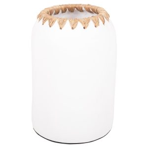 ΔΙΑΚΟΣΜΗΤΙΚΟ ΒΑΖΟ FB94377 ΤΕΡΑΚΟΤΑ ΣΕ ΛΕΥΚΟ ΜΕ ΠΛΕΞΗ ΨΑΘΑΣ ΣΤΟ ΣΤΟΜΙΟ Φ21Χ32εκ.