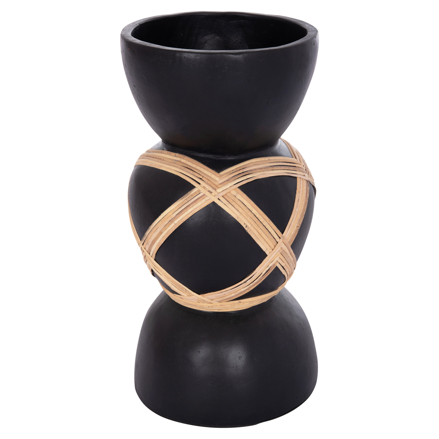 ΔΙΑΚΟΣΜΗΤΙΚΟ ΒΑΖΟ ΔΑΠΕΔΟY FB94672.01L TERRACOTTA ΜΑΥΡΟ-RATTAN Φ32x62.5Υεκ - Image 3