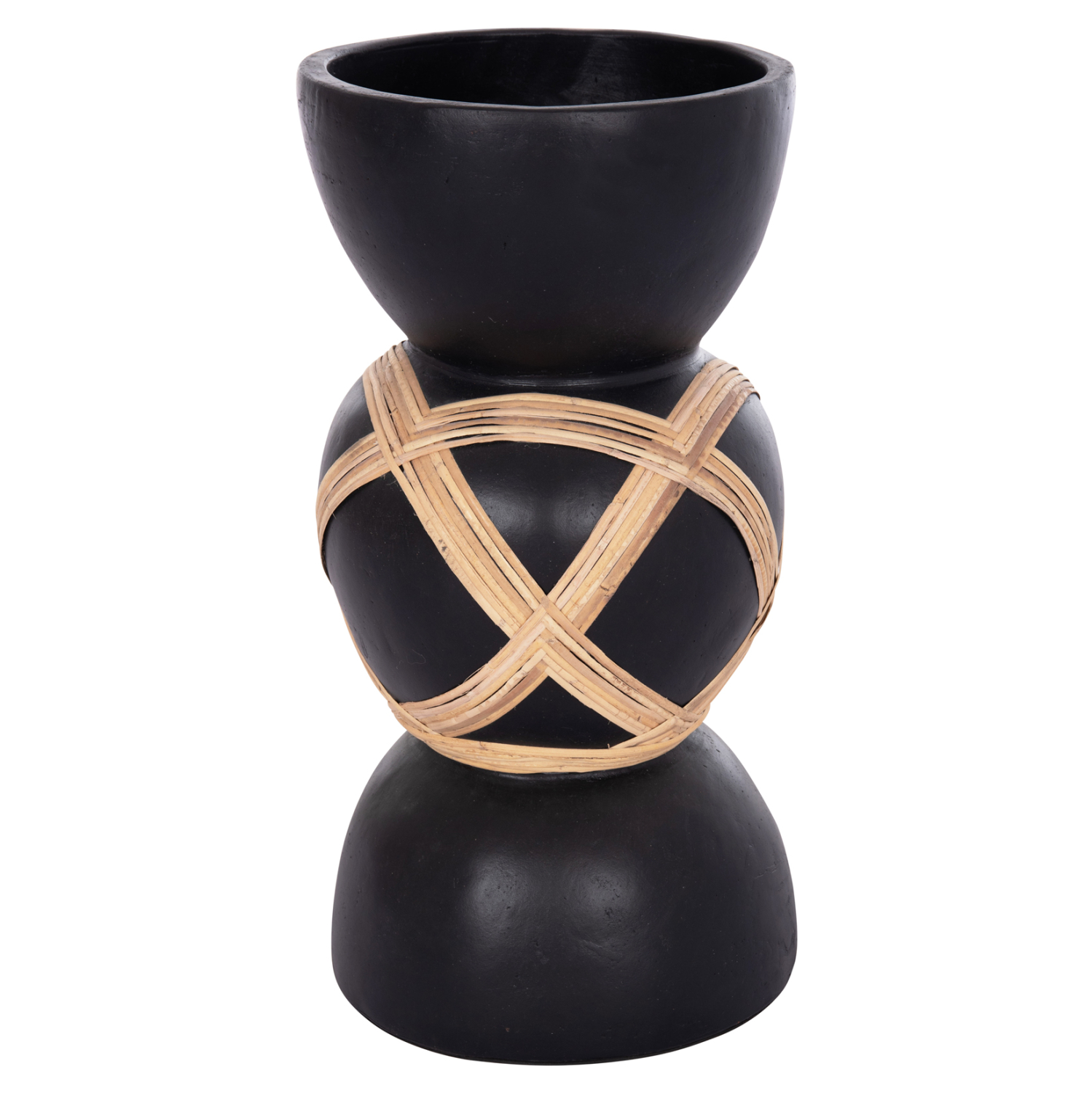 ΔΙΑΚΟΣΜΗΤΙΚΟ ΒΑΖΟ ΔΑΠΕΔΟY FB94672.01L TERRACOTTA ΜΑΥΡΟ-RATTAN Φ32x62.5Υεκ - Image 4