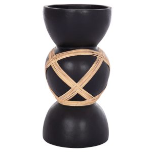 ΔΙΑΚΟΣΜΗΤΙΚΟ ΒΑΖΟ ΔΑΠΕΔΟY FB94672.01L TERRACOTTA ΜΑΥΡΟ-RATTAN Φ32x62.5Υεκ