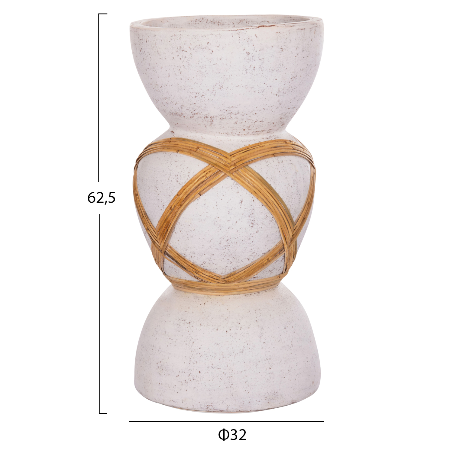 ΔΙΑΚΟΣΜΗΤΙΚΟ ΒΑΖΟ ΔΑΠΕΔΟΥ FB94672.02L TERRACOTTA ΛΕΥΚΟ--RATTAN Φ32x62.5Υεκ. - Image 2