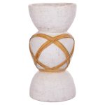 ΔΙΑΚΟΣΜΗΤΙΚΟ ΒΑΖΟ ΔΑΠΕΔΟΥ FB94672.02L TERRACOTTA ΛΕΥΚΟ--RATTAN Φ32x62.5Υεκ.
