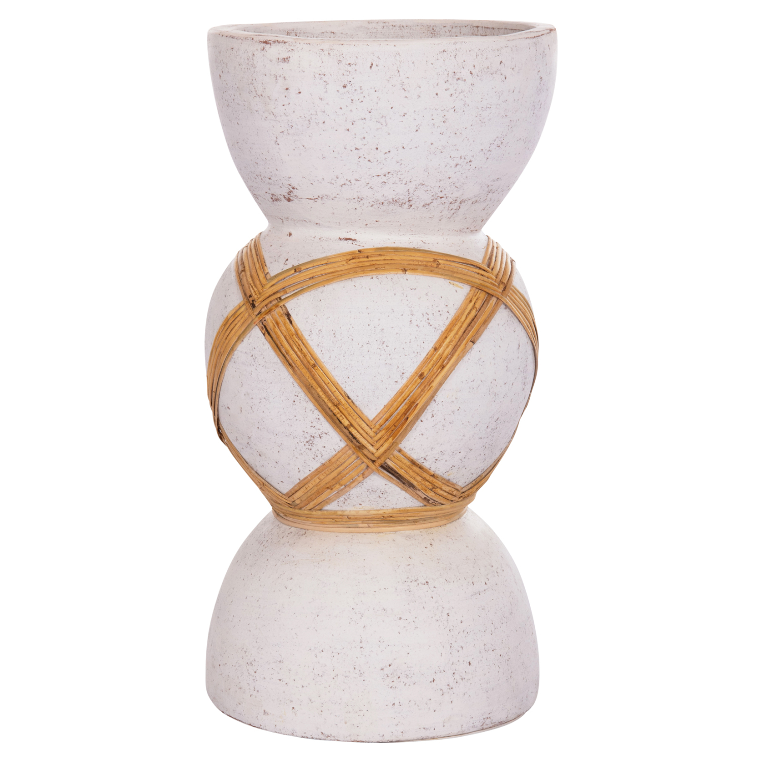 ΔΙΑΚΟΣΜΗΤΙΚΟ ΒΑΖΟ ΔΑΠΕΔΟΥ FB94672.02L TERRACOTTA ΛΕΥΚΟ--RATTAN Φ32x62.5Υεκ. - Image 3