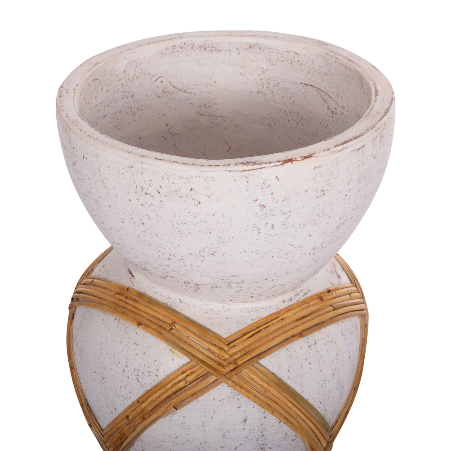 ΔΙΑΚΟΣΜΗΤΙΚΟ ΒΑΖΟ ΔΑΠΕΔΟΥ FB94672.02L TERRACOTTA ΛΕΥΚΟ--RATTAN Φ32x62.5Υεκ. - Image 4