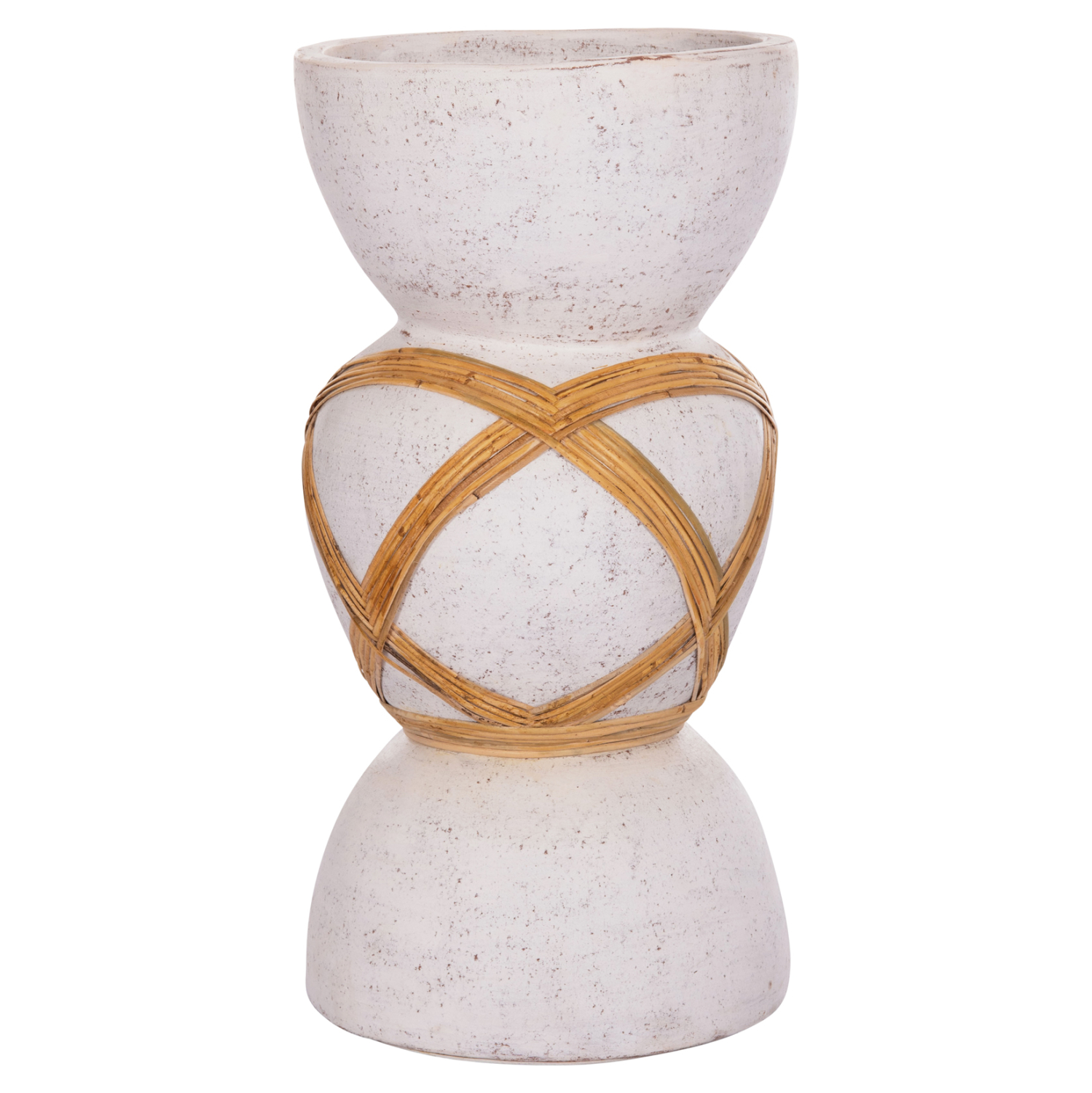 ΔΙΑΚΟΣΜΗΤΙΚΟ ΒΑΖΟ ΔΑΠΕΔΟΥ FB94672.02L TERRACOTTA ΛΕΥΚΟ--RATTAN Φ32x62.5Υεκ.