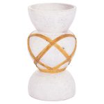 ΔΙΑΚΟΣΜΗΤΙΚΟ ΒΑΖΟ ΔΑΠΕΔΟΥ FB94672.02S TERRACOTTA ΛΕΥΚΟ--RATTAN Φ27.5x50Υεκ