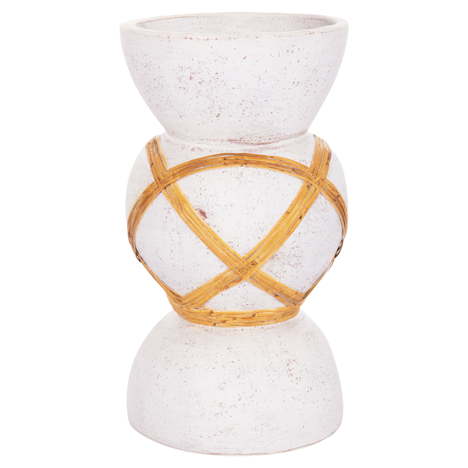 ΔΙΑΚΟΣΜΗΤΙΚΟ ΒΑΖΟ ΔΑΠΕΔΟΥ FB94672.02S TERRACOTTA ΛΕΥΚΟ--RATTAN Φ27.5x50Υεκ - Image 3
