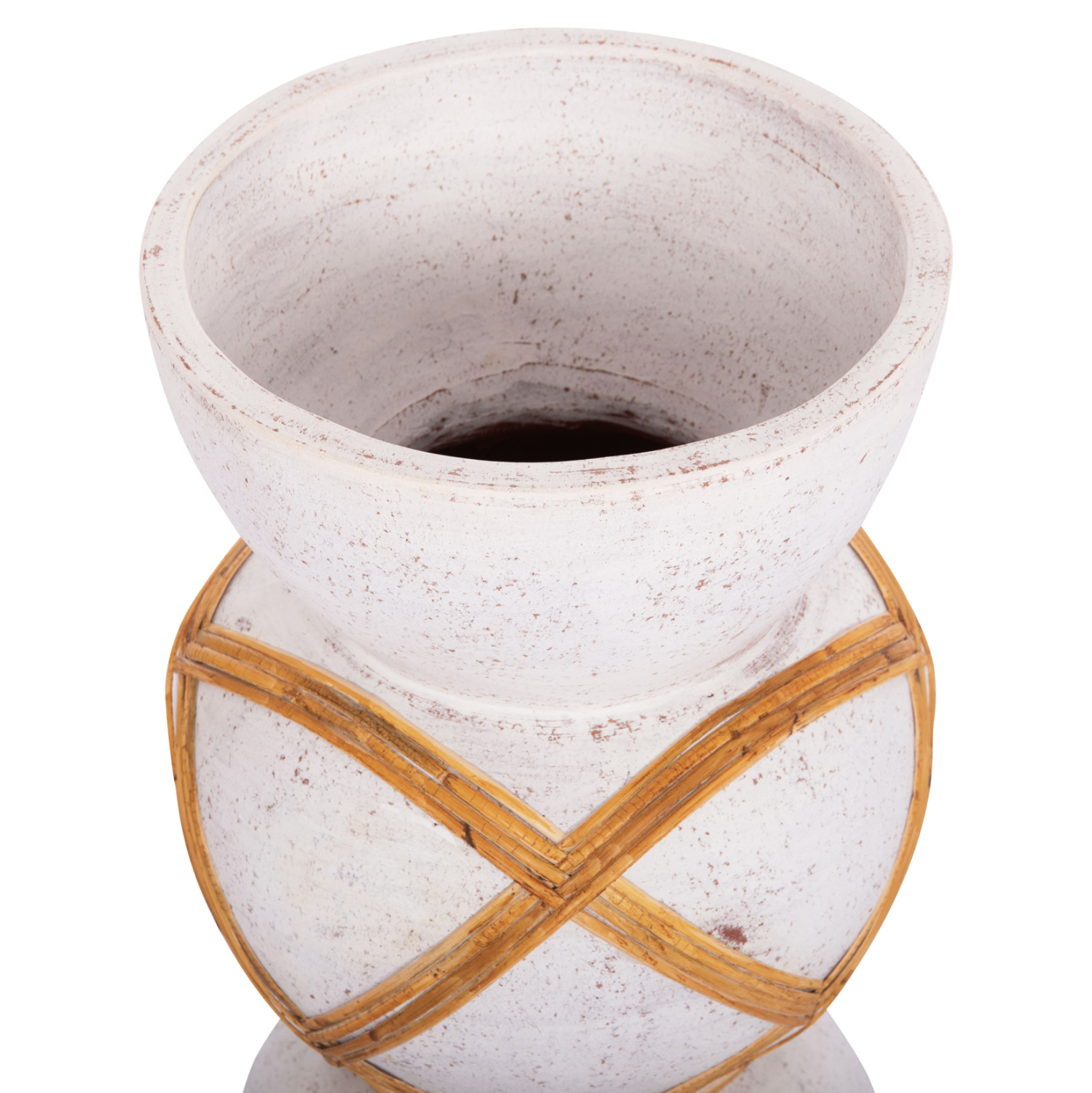 ΔΙΑΚΟΣΜΗΤΙΚΟ ΒΑΖΟ ΔΑΠΕΔΟΥ FB94672.02S TERRACOTTA ΛΕΥΚΟ--RATTAN Φ27.5x50Υεκ - Image 4