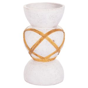 ΔΙΑΚΟΣΜΗΤΙΚΟ ΒΑΖΟ ΔΑΠΕΔΟΥ FB94672.02S TERRACOTTA ΛΕΥΚΟ--RATTAN Φ27.5x50Υεκ